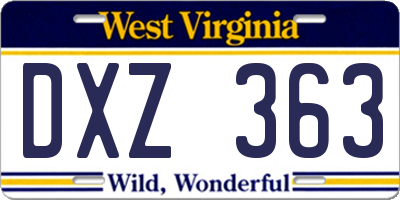 WV license plate DXZ363