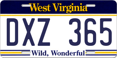 WV license plate DXZ365