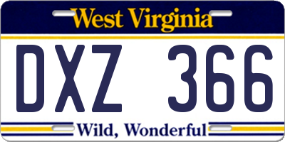 WV license plate DXZ366