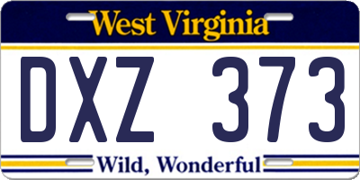 WV license plate DXZ373