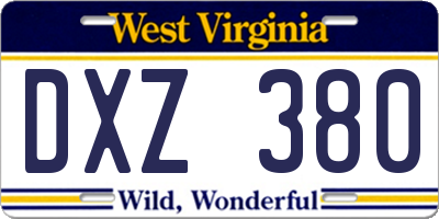 WV license plate DXZ380