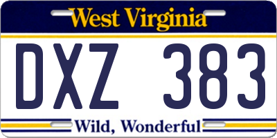 WV license plate DXZ383