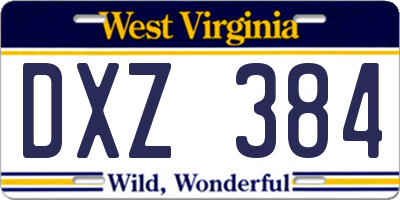 WV license plate DXZ384