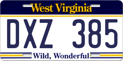 WV license plate DXZ385