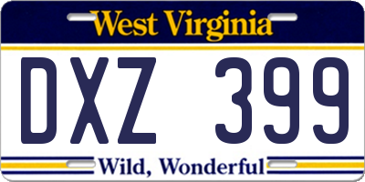 WV license plate DXZ399