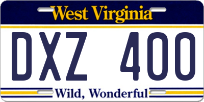 WV license plate DXZ400