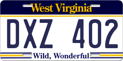 WV license plate DXZ402