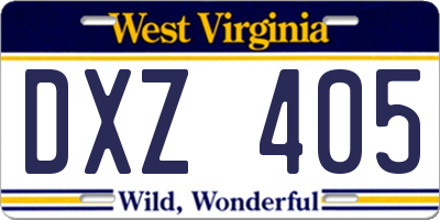 WV license plate DXZ405