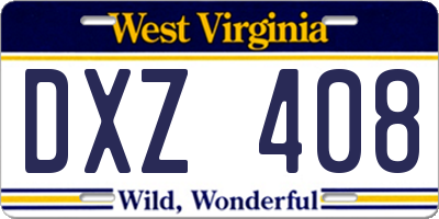 WV license plate DXZ408