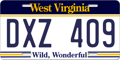 WV license plate DXZ409