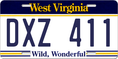 WV license plate DXZ411