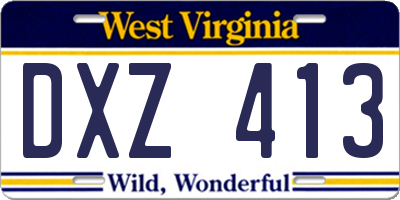 WV license plate DXZ413