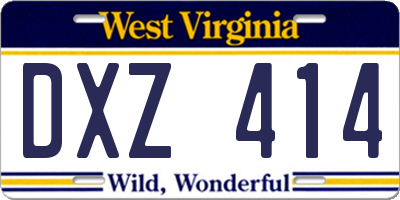 WV license plate DXZ414