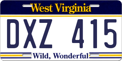 WV license plate DXZ415