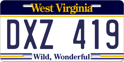 WV license plate DXZ419