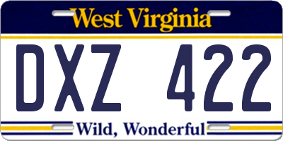 WV license plate DXZ422