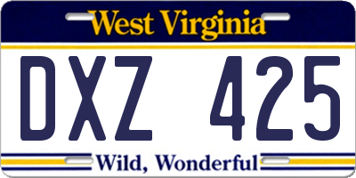 WV license plate DXZ425