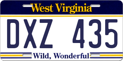 WV license plate DXZ435