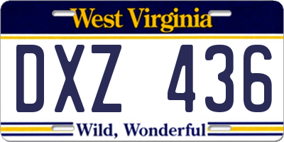 WV license plate DXZ436