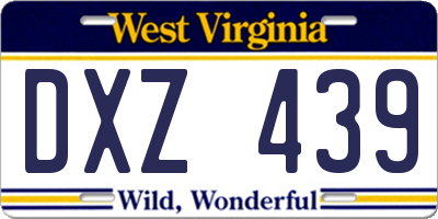 WV license plate DXZ439