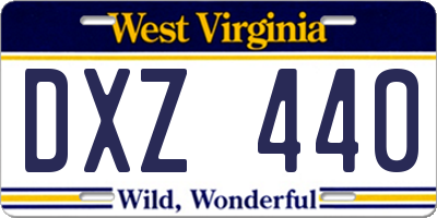 WV license plate DXZ440
