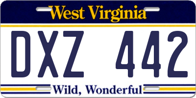 WV license plate DXZ442