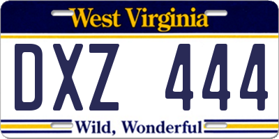 WV license plate DXZ444