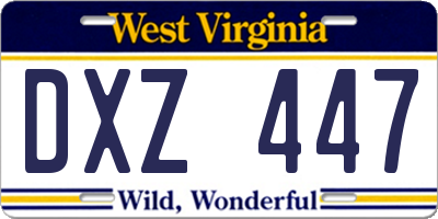 WV license plate DXZ447