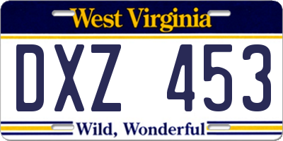 WV license plate DXZ453