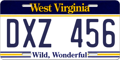 WV license plate DXZ456