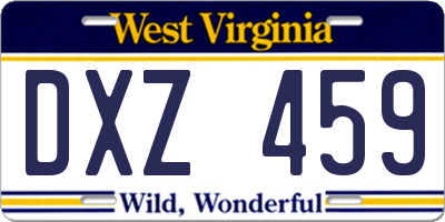 WV license plate DXZ459