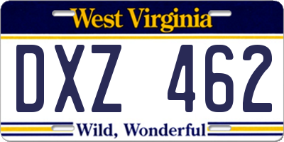 WV license plate DXZ462