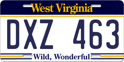 WV license plate DXZ463