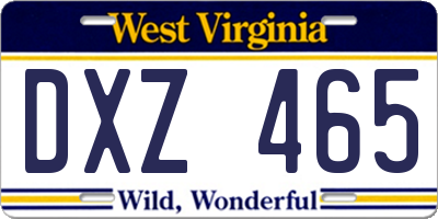 WV license plate DXZ465