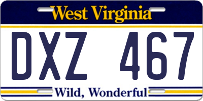WV license plate DXZ467