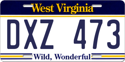 WV license plate DXZ473
