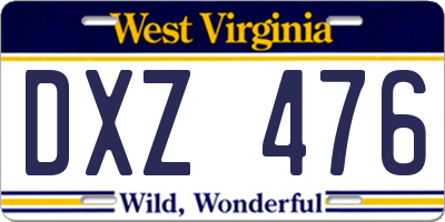 WV license plate DXZ476