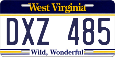 WV license plate DXZ485