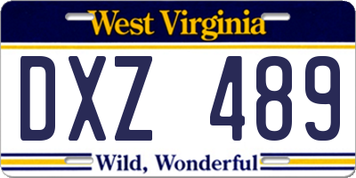 WV license plate DXZ489