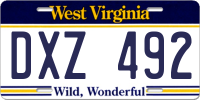 WV license plate DXZ492