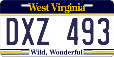 WV license plate DXZ493