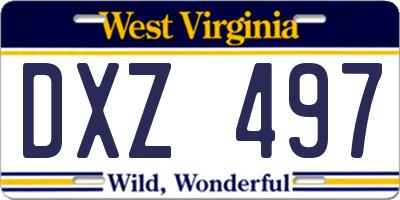 WV license plate DXZ497
