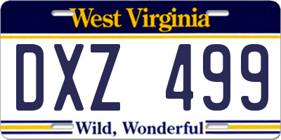 WV license plate DXZ499