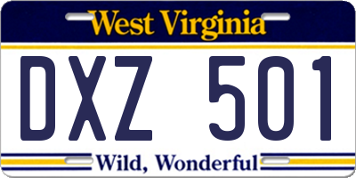 WV license plate DXZ501