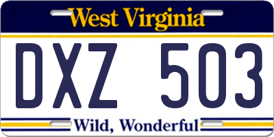WV license plate DXZ503