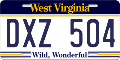 WV license plate DXZ504