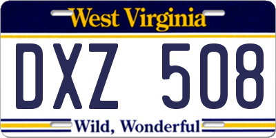 WV license plate DXZ508