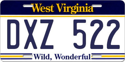 WV license plate DXZ522