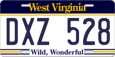 WV license plate DXZ528