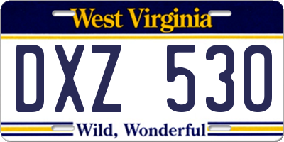 WV license plate DXZ530
